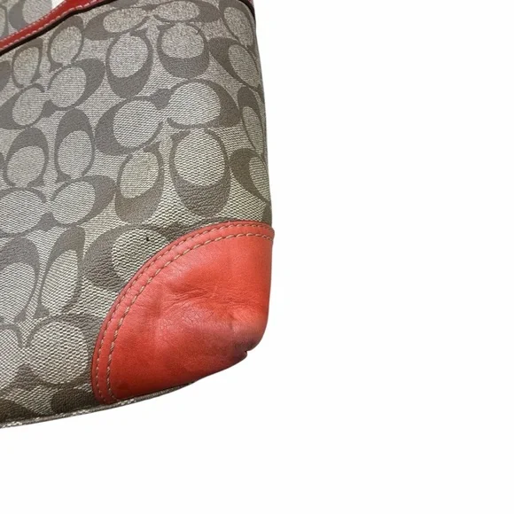 Coach Signature Orange and Tan Tote Bag - Picture 9 of 13